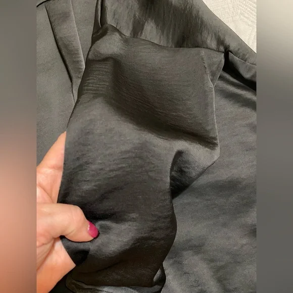 Zara Satin Black Button Down Shirt Womens Size L - Picture 9 of 10